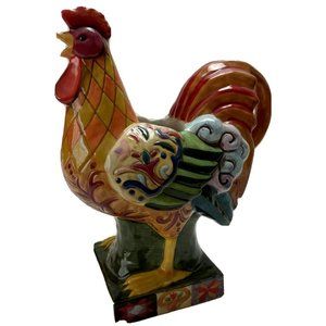 Jim Shore Barnyard Rooster Ceramic Vase Planter Utensil Holder Chicken